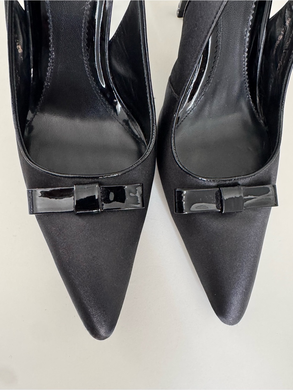 Kenneth Cole Black Pointed-Toe Slingback Heels with Bow - Picture 3 of 7
